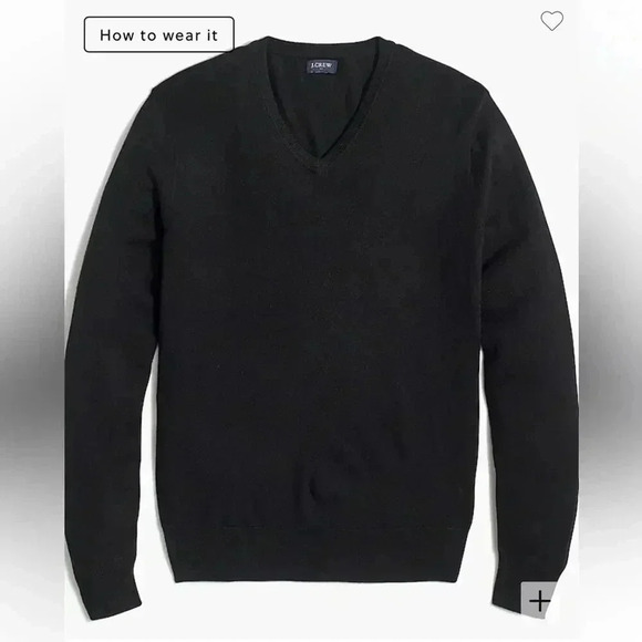 J.Crew Factory Machine washable merino wool blend V-neck sweater Black L NWT - Picture 3 of 6